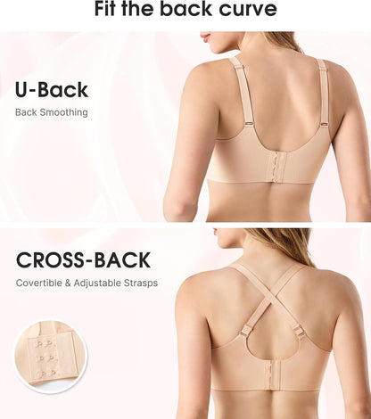 Jelly Bras for Women Wireless Push up Plunge Seamless T-Shirt Bras No Underwire Supportive Full Coverage Bralettes