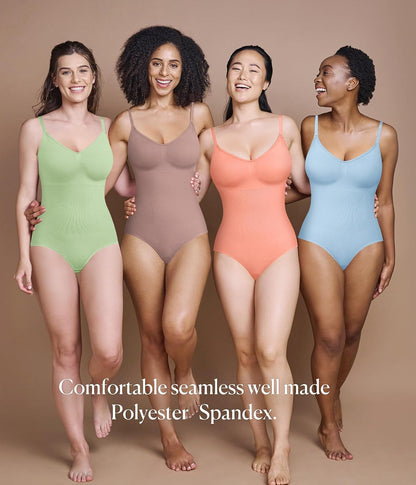Womens' Seamless Sleeveless V-Neck Bodysuit Shapewear Tummy Control