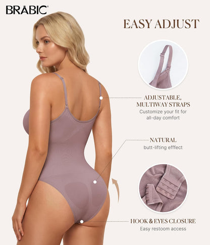 Womens' Seamless Sleeveless V-Neck Bodysuit Shapewear Tummy Control