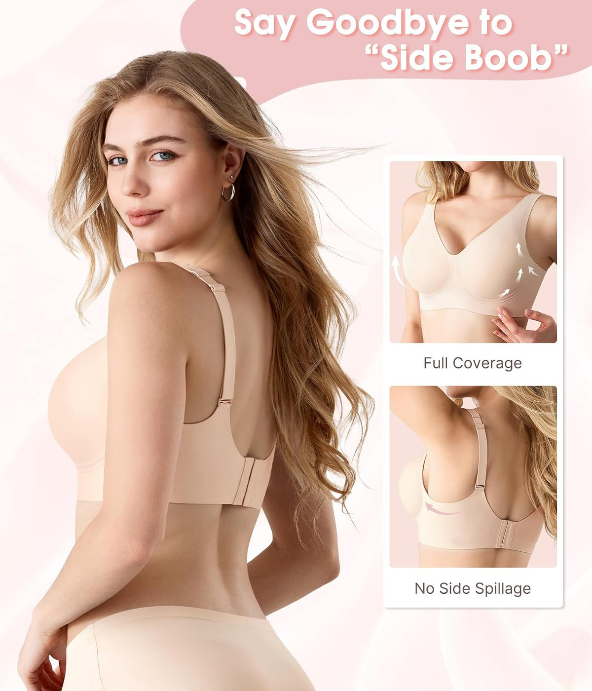 Jelly Bras for Women Wireless Push up Plunge Seamless T-Shirt Bras No Underwire Supportive Full Coverage Bralettes