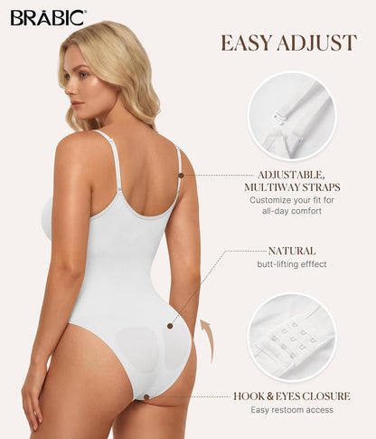 Womens' Seamless Sleeveless V-Neck Bodysuit Shapewear Tummy Control