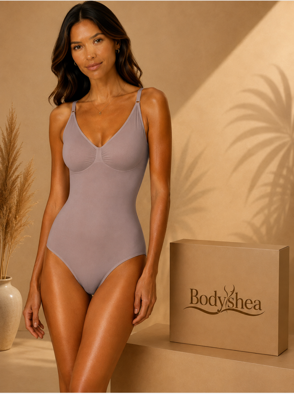Womens' Seamless Sleeveless V-Neck Bodysuit Shapewear Tummy Control