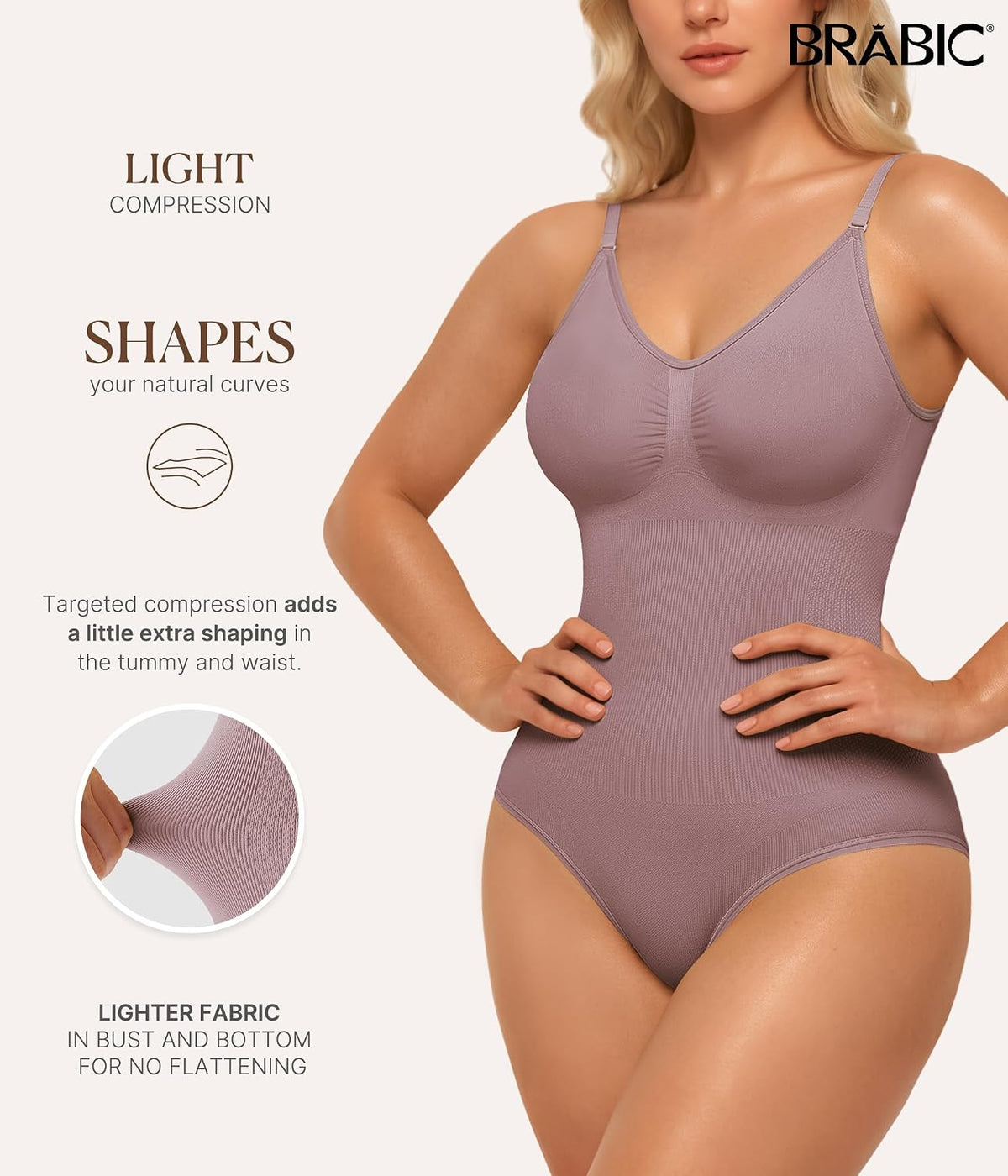 Womens' Seamless Sleeveless V-Neck Bodysuit Shapewear Tummy Control