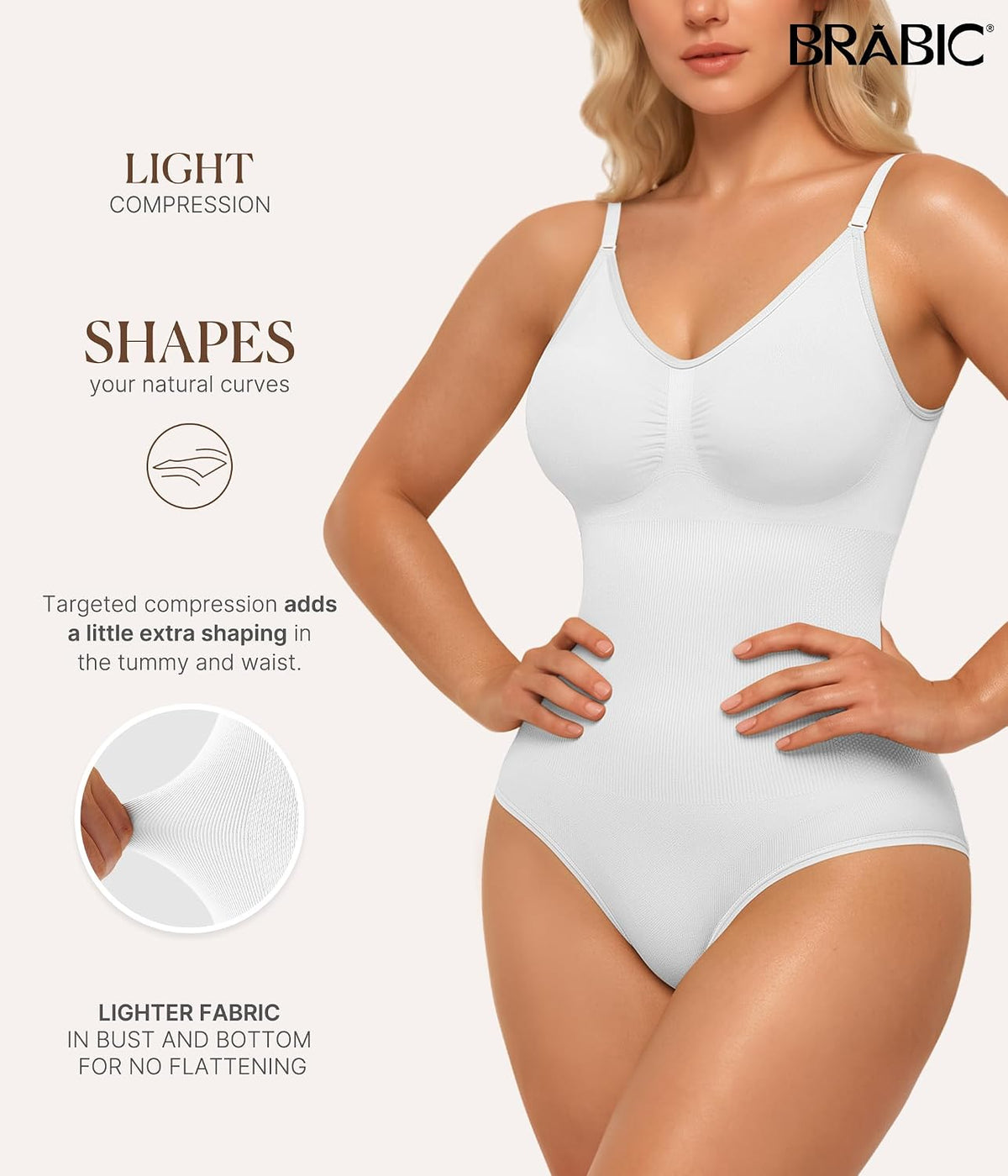 Womens' Seamless Sleeveless V-Neck Bodysuit Shapewear Tummy Control