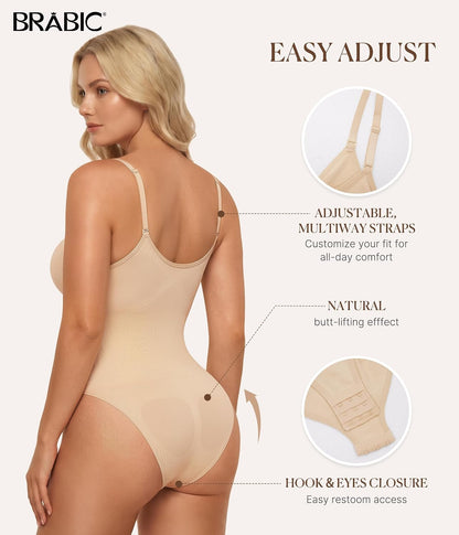 Womens' Seamless Sleeveless V-Neck Bodysuit Shapewear Tummy Control