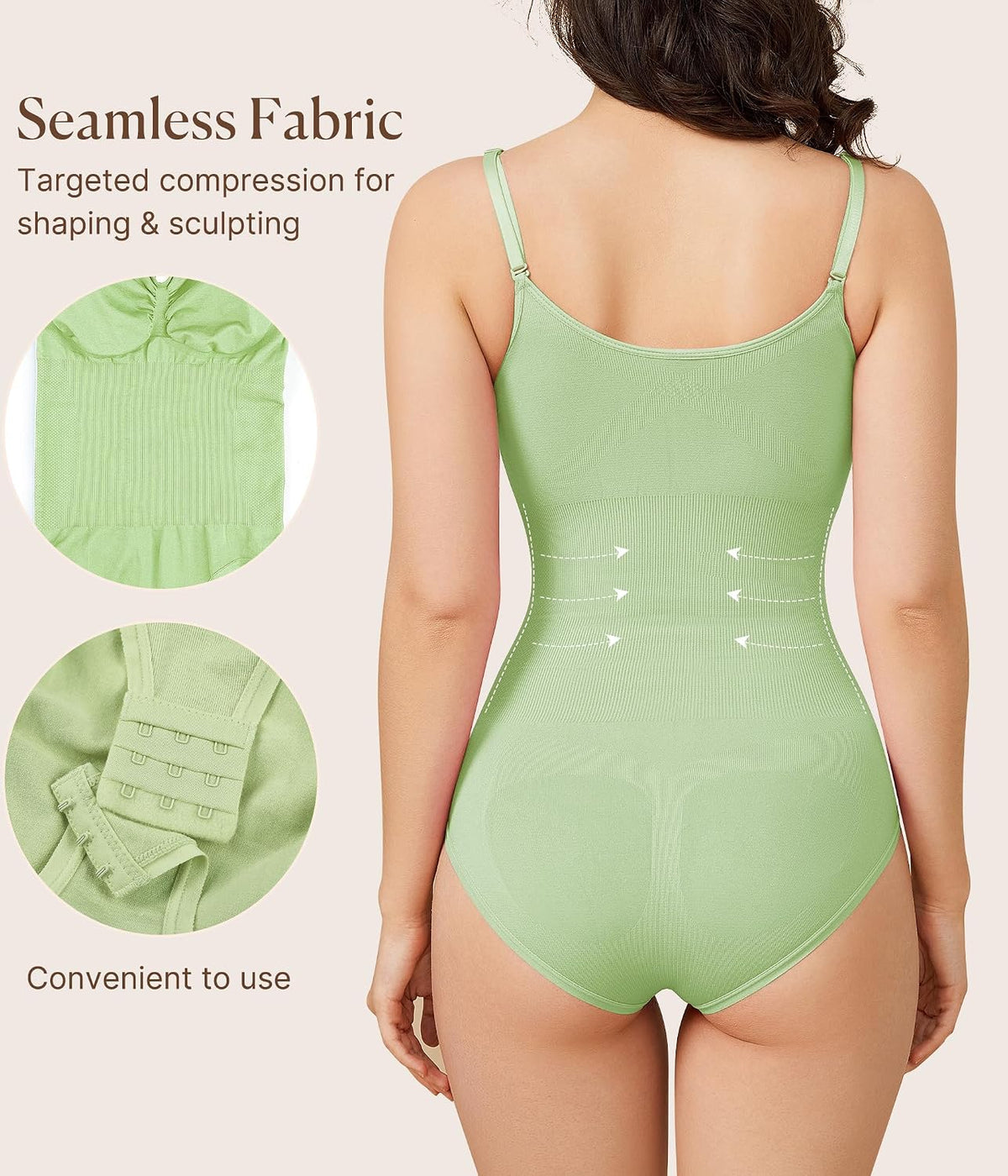 Womens' Seamless Sleeveless V-Neck Bodysuit Shapewear Tummy Control